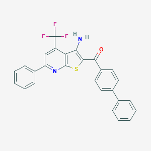 molecular formula C27H17F3N2OS B304308 [3-Amino-6-phenyl-4-(trifluoromethyl)thieno[2,3-b]pyridin-2-yl](biphenyl-4-yl)methanone 