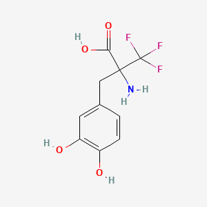 molecular formula C10H10F3NO4 B3043097 2-Amino-2-[(3,4-dihydroxyphenyl)methyl]-3,3,3-trifluoropropanoic acid CAS No. 729-97-5