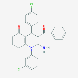 molecular formula C28H22Cl2N2O2 B304314 2-amino-3-benzoyl-1-(3-chlorophenyl)-4-(4-chlorophenyl)-4,6,7,8-tetrahydroquinolin-5-one 