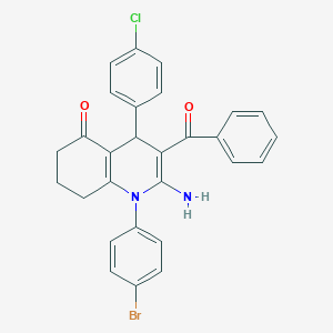 molecular formula C28H22BrClN2O2 B304315 2-amino-3-benzoyl-1-(4-bromophenyl)-4-(4-chlorophenyl)-4,6,7,8-tetrahydroquinolin-5-one 