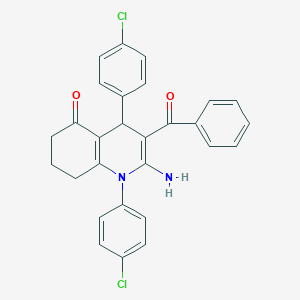 molecular formula C28H22Cl2N2O2 B304316 2-amino-3-benzoyl-1,4-bis(4-chlorophenyl)-4,6,7,8-tetrahydroquinolin-5-one 