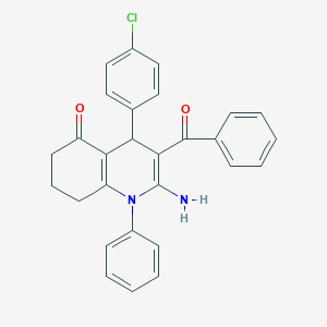 molecular formula C28H23ClN2O2 B304317 2-amino-3-benzoyl-4-(4-chlorophenyl)-1-phenyl-4,6,7,8-tetrahydroquinolin-5-one 