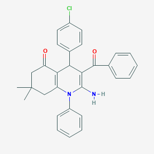 molecular formula C30H27ClN2O2 B304318 2-amino-3-benzoyl-4-(4-chlorophenyl)-7,7-dimethyl-1-phenyl-6,8-dihydro-4H-quinolin-5-one 