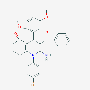 molecular formula C31H29BrN2O4 B304320 2-amino-1-(4-bromophenyl)-4-(2,5-dimethoxyphenyl)-3-(4-methylbenzoyl)-4,6,7,8-tetrahydroquinolin-5-one 