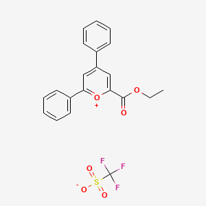 molecular formula C21H17F3O6S B3043208 2-(Ethoxycarbonyl)-4,6-diphenylpyranium trifluoromethanesulfonate CAS No. 78904-85-5