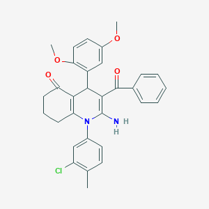 molecular formula C31H29ClN2O4 B304322 2-amino-3-benzoyl-1-(3-chloro-4-methylphenyl)-4-(2,5-dimethoxyphenyl)-4,6,7,8-tetrahydroquinolin-5-one 