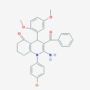 molecular formula C30H27BrN2O4 B304323 2-amino-3-benzoyl-1-(4-bromophenyl)-4-(2,5-dimethoxyphenyl)-4,6,7,8-tetrahydroquinolin-5-one 