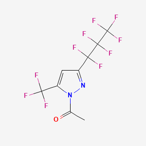 molecular formula C9H4F10N2O B3043236 1-[3-(1,1,2,2,3,3,3-Heptafluoropropyl)-5-(trifluoromethyl)pyrazol-1-yl]ethanone CAS No. 808764-38-7