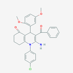 molecular formula C30H27ClN2O4 B304324 2-amino-3-benzoyl-1-(4-chlorophenyl)-4-(2,5-dimethoxyphenyl)-4,6,7,8-tetrahydroquinolin-5-one 