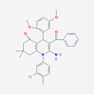 molecular formula C33H33ClN2O4 B304327 2-amino-3-benzoyl-1-(3-chloro-4-methylphenyl)-4-(2,5-dimethoxyphenyl)-7,7-dimethyl-6,8-dihydro-4H-quinolin-5-one 