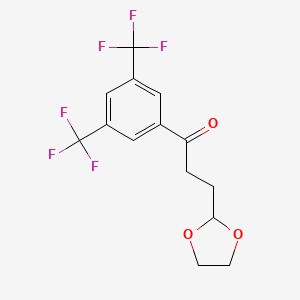 molecular formula C14H12F6O3 B3043297 1-[3,5-Bis(trifluoromethyl)phenyl]-3-(1,3-dioxolan-2-yl)propan-1-one CAS No. 842124-04-3