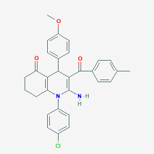 molecular formula C30H27ClN2O3 B304332 2-amino-1-(4-chlorophenyl)-4-(4-methoxyphenyl)-3-(4-methylbenzoyl)-4,6,7,8-tetrahydroquinolin-5-one 