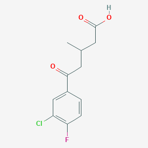 molecular formula C12H12ClFO3 B3043321 5-(3-Chloro-4-fluorophenyl)-3-methyl-5-oxopentanoic acid CAS No. 845781-48-8
