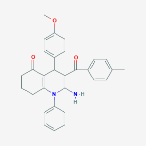 molecular formula C30H28N2O3 B304333 2-amino-4-(4-methoxyphenyl)-3-(4-methylbenzoyl)-1-phenyl-4,6,7,8-tetrahydroquinolin-5-one 