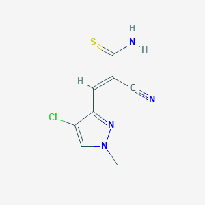 molecular formula C8H7ClN4S B3043339 (E)-3-(4-chloro-1-methylpyrazol-3-yl)-2-cyanoprop-2-enethioamide CAS No. 849060-82-8