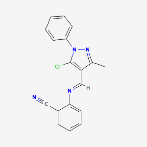 molecular formula C18H13ClN4 B3043342 2-{[(5-氯-3-甲基-1-苯基-1H-吡唑-4-基)亚甲基]氨基}苯甲腈 CAS No. 849066-22-4