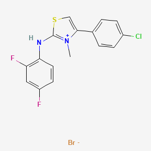 molecular formula C16H12BrClF2N2S B3043344 4-(4-Chlorophenyl)-2-(2,4-difluoroanilino)-3-methyl-1,3-thiazol-3-ium bromide CAS No. 849066-26-8