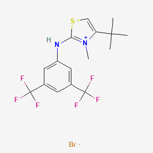 molecular formula C16H17BrF6N2S B3043347 4-(Tert-butyl)-2-[3,5-di(trifluoromethyl)anilino]-3-methyl-1,3-thiazol-3-ium bromide CAS No. 849066-30-4