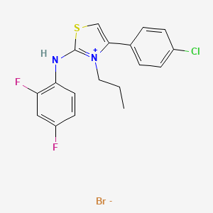 molecular formula C18H16BrClF2N2S B3043348 4-(4-Chlorophenyl)-2-(2,4-difluorophenylamino)-3-propyl-1,3-thiazol-3-ium bromide CAS No. 849066-32-6