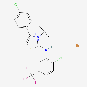 3-(Tert-butyl)-4-(4-chlorophenyl)-2-[2-chloro-5-(trifluoromethyl)anilino]-1,3-thiazol-3-ium bromide