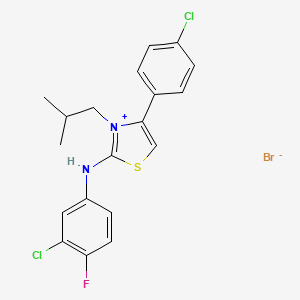 2-(3-Chloro-4-fluoroanilino)-4-(4-chlorophenyl)-3-isobutyl-1,3-thiazol-3-ium bromide
