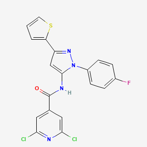 molecular formula C19H11Cl2FN4OS B3043355 2,6-dichloro-N-[1-(4-fluorophenyl)-3-(2-thienyl)-1H-pyrazol-5-yl]isonicotinamide CAS No. 849066-56-4
