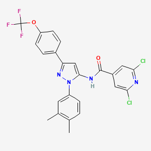 2,6-dichloro-N-[2-(3,4-dimethylphenyl)-5-[4-(trifluoromethoxy)phenyl]pyrazol-3-yl]pyridine-4-carboxamide