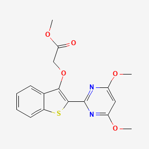 molecular formula C17H16N2O5S B3043365 Methyl {[2-(4,6-dimethoxypyrimidine-2-yl)-1-benzothien-3-yl]oxy}acetate CAS No. 849924-94-3