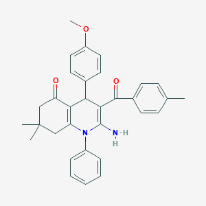 molecular formula C32H32N2O3 B304338 2-amino-4-(4-methoxyphenyl)-7,7-dimethyl-3-(4-methylbenzoyl)-1-phenyl-6,8-dihydro-4H-quinolin-5-one 