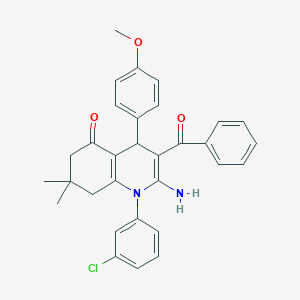 2-amino-3-benzoyl-1-(3-chlorophenyl)-4-(4-methoxyphenyl)-7,7-dimethyl-6,8-dihydro-4H-quinolin-5-one