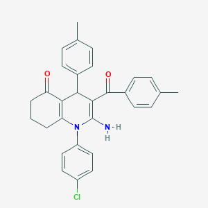 molecular formula C30H27ClN2O2 B304342 2-amino-1-(4-chlorophenyl)-3-(4-methylbenzoyl)-4-(4-methylphenyl)-4,6,7,8-tetrahydroquinolin-5-one 