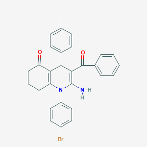 molecular formula C29H25BrN2O2 B304344 2-amino-3-benzoyl-1-(4-bromophenyl)-4-(4-methylphenyl)-4,6,7,8-tetrahydroquinolin-5-one 