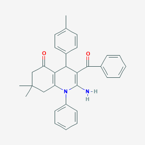 molecular formula C31H30N2O2 B304347 2-amino-3-benzoyl-7,7-dimethyl-4-(4-methylphenyl)-1-phenyl-6,8-dihydro-4H-quinolin-5-one 
