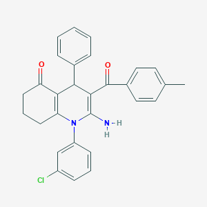 molecular formula C29H25ClN2O2 B304351 2-amino-1-(3-chlorophenyl)-3-(4-methylbenzoyl)-4-phenyl-4,6,7,8-tetrahydroquinolin-5-one 