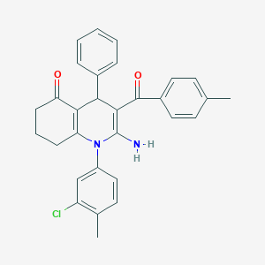 molecular formula C30H27ClN2O2 B304352 2-amino-1-(3-chloro-4-methylphenyl)-3-(4-methylbenzoyl)-4-phenyl-4,6,7,8-tetrahydroquinolin-5-one 