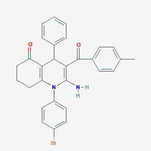 molecular formula C29H25BrN2O2 B304353 2-amino-1-(4-bromophenyl)-3-(4-methylbenzoyl)-4-phenyl-4,6,7,8-tetrahydroquinolin-5-one 