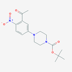 molecular formula C17H23N3O5 B3043548 Tert-butyl 4-(3-acetyl-4-nitrophenyl)tetrahydro-1(2H)-pyrazinecarboxylate CAS No. 886361-04-2