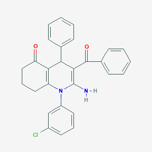 molecular formula C28H23ClN2O2 B304355 2-amino-3-benzoyl-1-(3-chlorophenyl)-4-phenyl-4,6,7,8-tetrahydroquinolin-5-one 