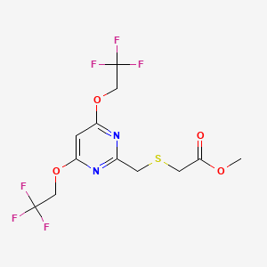 molecular formula C12H12F6N2O4S B3043576 Methyl 2-[[4,6-bis(2,2,2-trifluoroethoxy)pyrimidin-2-yl]methylsulfanyl]acetate CAS No. 886762-31-8