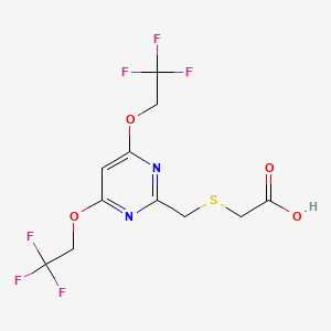 molecular formula C11H10F6N2O4S B3043577 2-[[4,6-bis(2,2,2-trifluoroethoxy)pyrimidin-2-yl]methylsulfanyl]acetic Acid CAS No. 886762-32-9