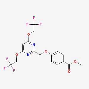 molecular formula C17H14F6N2O5 B3043578 Methyl 4-[[4,6-bis(2,2,2-trifluoroethoxy)pyrimidin-2-yl]methoxy]benzoate CAS No. 886762-33-0