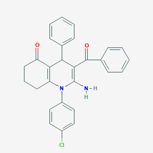 molecular formula C28H23ClN2O2 B304358 2-amino-3-benzoyl-1-(4-chlorophenyl)-4-phenyl-4,6,7,8-tetrahydroquinolin-5-one 