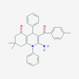 molecular formula C31H30N2O2 B304359 2-amino-7,7-dimethyl-3-(4-methylbenzoyl)-1,4-diphenyl-6,8-dihydro-4H-quinolin-5-one 