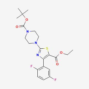 molecular formula C21H25F2N3O4S B3043606 tert-Butyl 4-[4-(2,5-difluorophenyl)-5-ethoxycarbonylthiazol-2-yl]piperazine-1-carboxylate CAS No. 887267-72-3