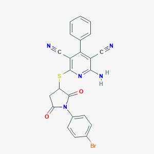 molecular formula C23H14BrN5O2S B304366 2-Amino-6-{[1-(4-bromophenyl)-2,5-dioxopyrrolidin-3-yl]thio}-4-phenylpyridine-3,5-dicarbonitrile 