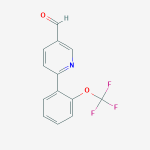 molecular formula C13H8F3NO2 B3043670 6-[2-(Trifluoromethoxy)phenyl]-3-pyridinecarbaldehyde CAS No. 898405-31-7