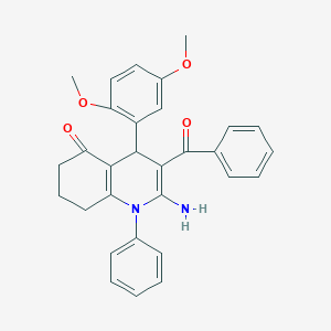 molecular formula C30H28N2O4 B304371 2-amino-3-benzoyl-4-(2,5-dimethoxyphenyl)-1-phenyl-4,6,7,8-tetrahydroquinolin-5-one 