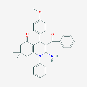 molecular formula C31H30N2O3 B304372 2-amino-3-benzoyl-4-(4-methoxyphenyl)-7,7-dimethyl-1-phenyl-6,8-dihydro-4H-quinolin-5-one 