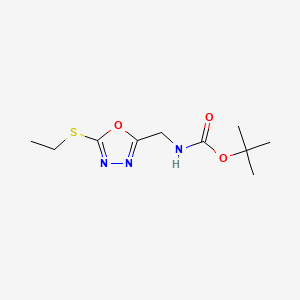 molecular formula C10H17N3O3S B3043722 tert-butyl N-{[5-(ethylsulfanyl)-1,3,4-oxadiazol-2-yl]methyl}carbamate CAS No. 914216-58-3