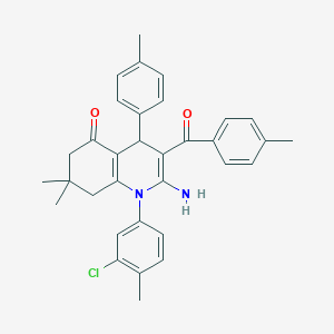 molecular formula C33H33ClN2O2 B304375 2-amino-1-(3-chloro-4-methylphenyl)-7,7-dimethyl-3-(4-methylbenzoyl)-4-(4-methylphenyl)-6,8-dihydro-4H-quinolin-5-one 